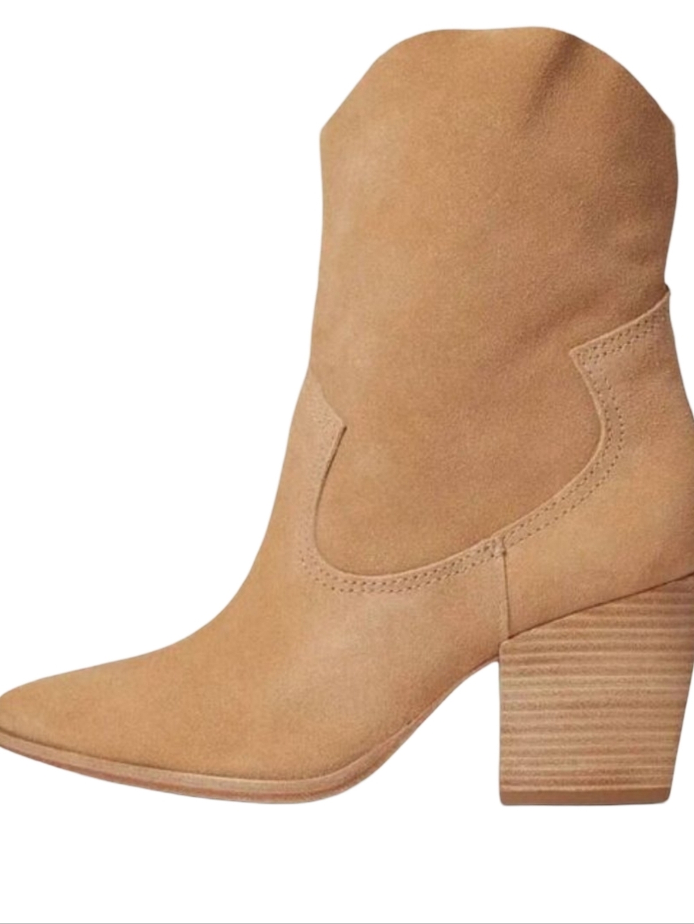 SCHUTZ Tessie Western Ankle Boots Tan Suede Block Heel 9.5B Like New